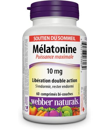 Webber Naturals Melatonin 10 mg Maximum Strength 60 Dual Action Release Tablets For Sleep Support Vegan 60 Count (Pack of 1) Nutritional Supplement - Buy Online on GoSupps.com