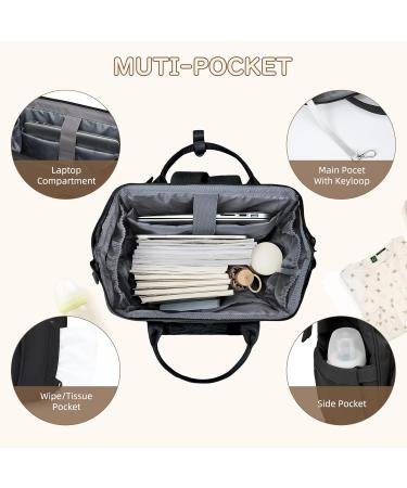 Stylish Waterproof Baby Diaper Backpack | Multifunctional Large Bag for Mom & Dad - A1 Black - Buy Online on GoSupps.com