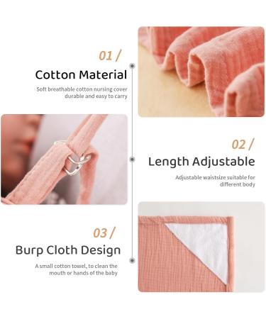 Breathable Cotton Nursing Cover with Adjustable Strap - Lightweight Pink Breastfeeding Shawl for Outdoor Use - Buy Online on GoSupps.com