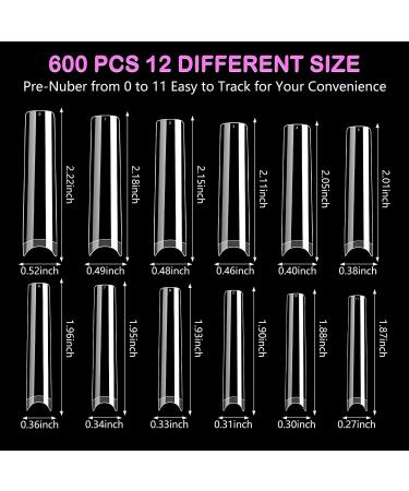 Chnaivy 600pcs XXXL Tapered Square No C Curve Acrylic Nail Tips - Clear 3XL Long Press on Nails - Half Cover Fake Nail Tips for Salon & DIY Nail Art - Buy Online on GoSupps.com