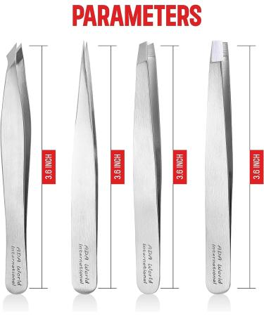 Professional Stainless Steel Tweezers Set - Facial Hair & Ingrown Hair Removal for Women & Men - Eyebrow, Blackhead, Splinter & Tick Remover - Buy Online on GoSupps.com