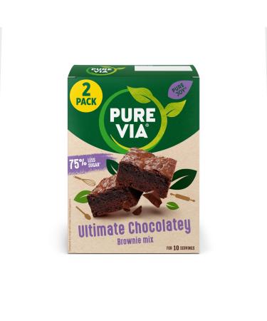 Pure Via Ultimate Chocolatey Brownie Mix | Less Sugar and Calories | Vegan Friendly Baking Mix | (Pack of 2) - Buy Online on GoSupps.com