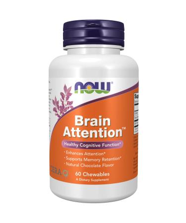 Now Foods Brain Attention Natural Chocolate Flavor 60 Chewables