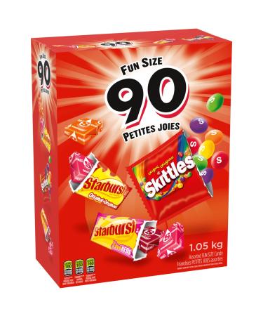 SKITTLES and STARBURST Fruity Halloween Candy Individually Wrapped Fun Size Assortment 90 Count 90 Piece Set