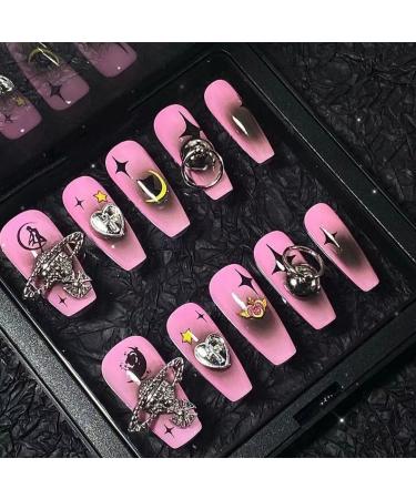 Temperament Enhancement Nail Patch Sweetheart Girl Wears Nail Exclusive System (10-Piece Pack) (Size : L) Large