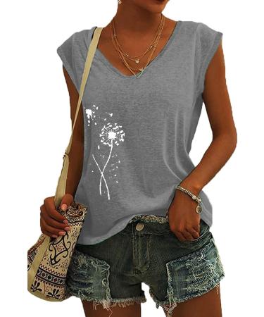 Short Sleeve T Shirts Clothing Woman T-Shirt Casual Black Clothing Top Women's Floral Pattern for Women Crop Tops Shirt Shirts Top Women's Summer Tank Top 3-grey M - Buy Online on GoSupps.com