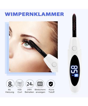 Jbnmvc Electric Heated Eyelash Curler USB Charge Makeup Curling Kit Long Lasting Natural Eye Lash Curler White - Buy Online on GoSupps.com