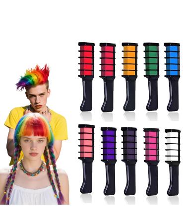 Lot de 10 peignes de coloration jetables pour enfants 10 couleurs craies lavables couleur naturelle pour enfants convient pour le maquillage des enfants et des adultes peignes