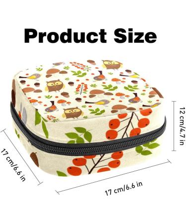 Forest Owl Mushroom Pattern Menstrual Cup & Sanitary Napkin Storage Bag - Portable Zip Pouch for Teens & Women | Eco-Friendly Design - Buy Online on GoSupps.com