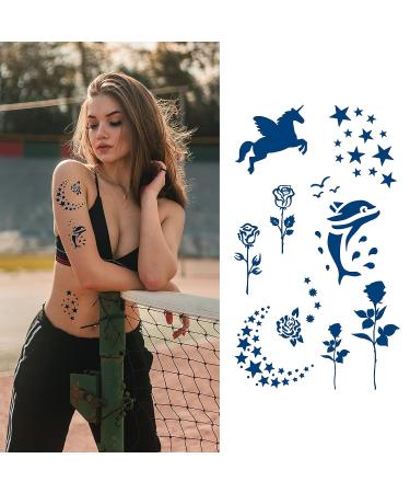 PUNKTUM 2022 Temporary Tattoo Dark Blue 04 for Women Men Kids - Waterproof, Long-Lasting & Realistic Fake Tattoos - Semi-Permanent, 2 Weeks Wear - Buy Online on GoSupps.com
