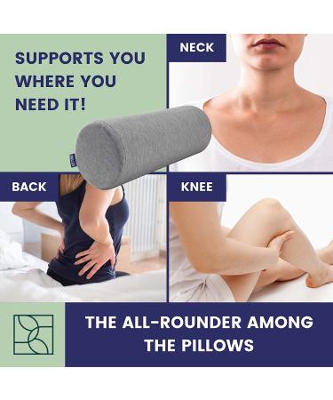 Memory Foam Neck Bolster Pillow Roll with Washable Bamboo Cover - Grey - Buy Online on GoSupps.com