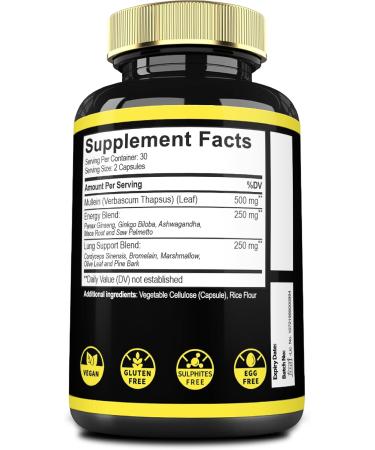 11in1 Mullein Leaf Capsules with Panax Ginseng Root Cordyceps Sinensis & More - 60 Capsules - Support General Wellbeing and Ability to Remember 60 Count (Pack of 1) - Buy Online on GoSupps.com