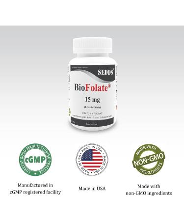 SEDDS BioFolate 15mg | 60 Tablets | Bioavailable Folic Acid | Non-GMO | Gluten Free | Made in USA - Buy Online on GoSupps.com