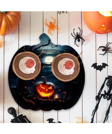 Besreey Pumpkin Halloween Plates Black Scary Pumpkin Cake Plates - 9Inch Pumpkin Shaped Dinner Platter Supplies for Autumn Tableware for Candy Treat Cake Snack - Buy Online on GoSupps.com