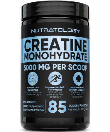 Creatine Monohydrate Powder 425g - For Increased Muscle Growth & Performance - Pre-workout Muscle Builder - Supports Athletic Performance - Creatine Powder for Workouts - 85 Servings 425.00 g (Pack of 1)