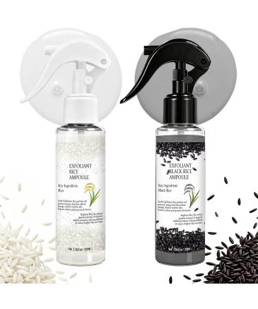 Peel Shot Glow Rice Ampoule Duo Set (White & Black Rice) Exfoliating & Hydrating Serum for Face & Body Removes Dead Skin Cells & Blackheads Smooths Texture & Minimizes Pores 3.38 Fl Oz Each.