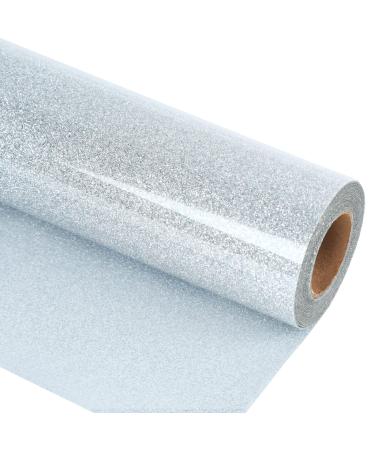 guangyintong Glitter Silver Heat Transfer Vinyl Roll for T-Shirts HTV 12X 8ft Iron on Transfer (J4-Glitter Silver)