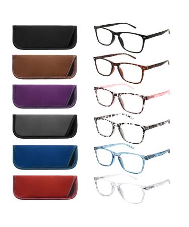 Reading Glasses for Women 6 Pack Ladies Spring Hinge Computer Readers Blue Light Blocking Anti UV Eyeglasses 6 Mix 1.25 x