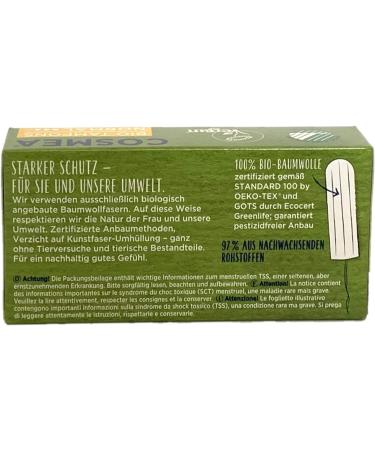 Cosmea Organic Tampons - 100% Organic Cotton Mini Size 4 Pack Safe Women's Hygiene in Harmony with Nature - Buy Online on GoSupps.com