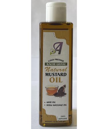 Mustard Oil | Kachi Ghani Mustard Seed Oil | Brassica Juncea | Unrefined | For Hair Growth | For Skin | For Massage | 100% Pure Natural | Cold Pressed Mustard Oil 7 Fl oz - (200 gram)