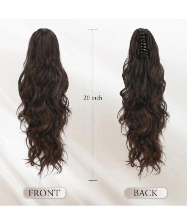 BARSDAR 20'' Black Ombre Mix Medium Chestnut Brown Claw Clip Ponytail Extension - Synthetic Long Wavy Hair Extension for Women - Daily Use - Pack of 1 - Buy Online on GoSupps.com