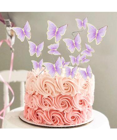 66 Pack Purple Gold Butterfly Cupcake Toppers for Wedding & Birthday Party Decor - Buy Online on GoSupps.com