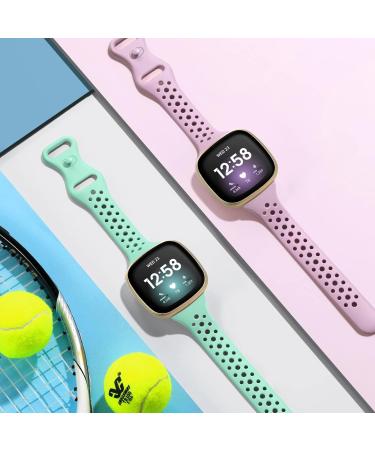 Laffav Silicone Bands 4 Pack for Fitbit Sense/Versa 3/4 - Durable Replacement Wristbands for Women and Men - Slim Sport Straps in White, Pink, Lavender, Mint Green (Large 6.5-8.0) - Buy Online on GoSupps.com