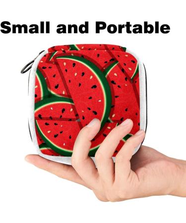Sanitary Napkin Storage Bag | Period Tampon Makeup Pad Pouch | Cartoon Fruit Watermelon Color - Buy Online on GoSupps.com