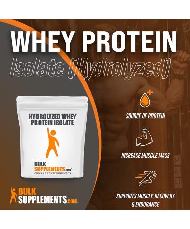 Hydrolyzed Whey Protein Isolate - Unflavored Plain Protein Powder - 500g/1.1lbs Pack - BulkSupplements - Buy Online on GoSupps.com
