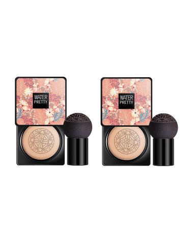 Mushroom head air pillow CC cream beauty cream exo too mushroom air pillow cc cream foundation cover concealer make-up moisturizing brightening pigment liquid fination women (2PCs D)