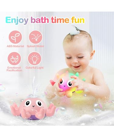 Octopus Bath Toy - Light Up, Spray Water, Automatic Induction - Pink - Ideal Gift for Kids - Bath Tub Toys for 3 Year Olds - Buy Online on GoSupps.com