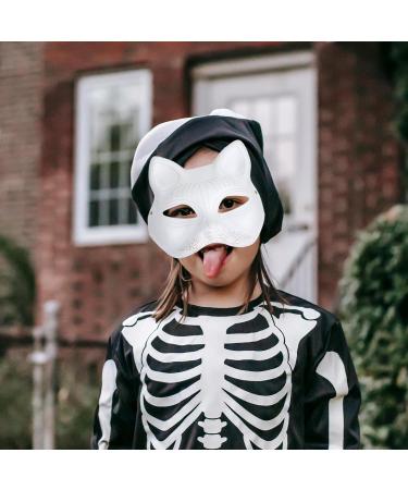 ABOOFAN White Cat Mask - Unpainted DIY Half Face Therian Halloween Mask for Masquerade - International Shipping Available - Buy Online on GoSupps.com