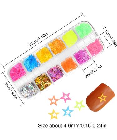 Flower Nails Flakes 12 Colors Nails Art Nail Sequins Nail Glitter Mix Color Fluorescent(02) - Buy Online on GoSupps.com