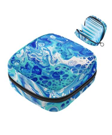 Portable women's binding bags menstrual cup bags feminine menstrual insert pocket for teenage girls tampons for the first period abstract art acrylic blue multicolored 09