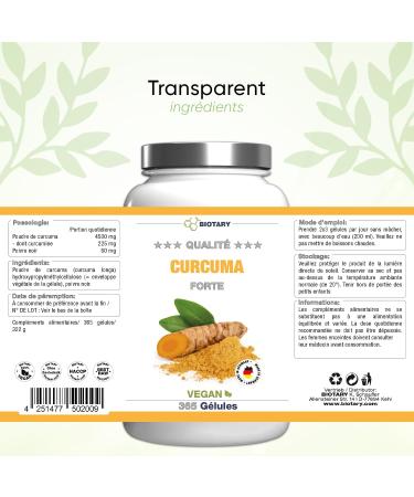 Turmeric Forte - 365 capsules - 4500mg per daily serving - with pill box - high dose - vegan - black pepper - lab tested - Buy Online on GoSupps.com