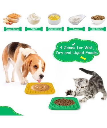 JOPHEK Dogs Lick Mat - 2 Pack BPA Free Slow Feeder for Dogs & Cats | 4 Shapes for Bathing & Training (Yellow + Green) - Buy Online on GoSupps.com