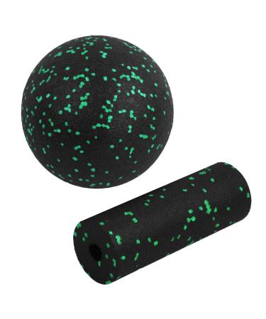 Volumoon fascia set (mini fascia roll and 12cm ball) fascia ball and fascia roller set massage ball fascia ball ball self -massage ball carry out for fascia training relieve pain (green)