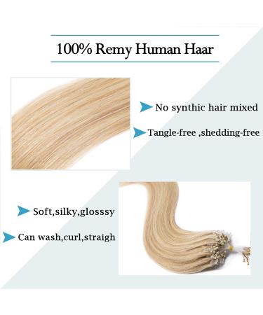 16 inch Micro Loop Beads Human Hair Extensions 100 Strands 100% Remy Invisible Hair Extensions Real Human Hair Micro Rings Straight (50g #18P613 Ash Blonde&Bleach Blonde) - Buy Online on GoSupps.com