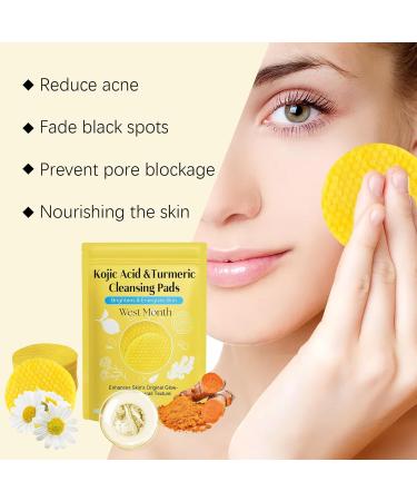Kojic Acid and Turmeric Pads Turmeric Kojic Acid Pads Infused Foaming Exfoliating Pads Turmeric Cleansing Pads for Dark Spots Facial Sponges for Cleansing 60 Pads - Buy Online on GoSupps.com