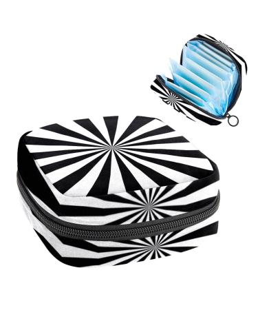 GIAPB Period Bag Sanitary Napkin Storage Bag Period Pouch Travel Makeup Bag Black and White Stripe Color1714