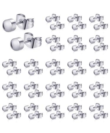Yaomiao 20 Pairs Piercing Earrings Studs Stainless Steel Studs Earrings Body Ear Nose Navel Piercing Studs Anti Sensitive Rustproof for Salon Home Use Silver