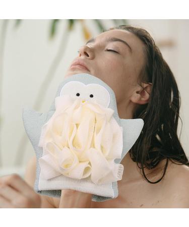 Exfoliating Penguin Bath Towel Mitt - Premium Skin Scrubbing & Cleaning Gloves for Shower & Bath - Buy Online on GoSupps.com