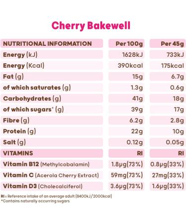 Cherry Bakewell Flavour Protein Balls by The Protein Ball Co - Plant Based Vitamin Enriched Snacks - 10 x 45g Bags - Gluten Free & No Artificial Sweeteners - Buy Online on GoSupps.com