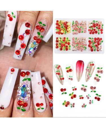 60 Pcs 3D Cherry Nail Charms | Luxury Cherry Design Crystal Nail Studs | Nail Gems for Women DIY Nail Art - Buy Online on GoSupps.com