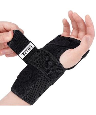 TOVIKI Wrist Support Brace Right Hand with 2 Metal Splints for Joint Pain Arthritis Carpal Tunnel Pain Tendonitis for Men and Women Black (Right) Right L(Pack of 1)