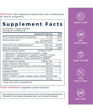 NewRhythm Probiotics for Women Akkermansia Probiotic Biotin Vitamin B6 B12 & Inositol 120 Billion CFU 20 Strains Digestive Enzymes Prebiotics & Vaginal Probiotics for PH Balance 60 Capsules - Buy Online on GoSupps.com