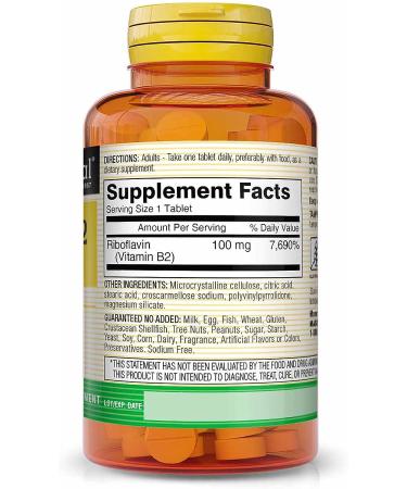 MASON NATURAL Vitamin B-2 100mg - 100 Tablets - Buy Online on GoSupps.com