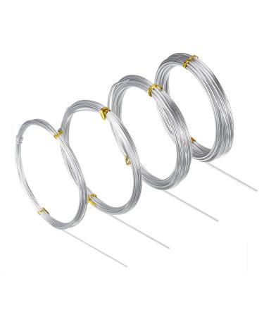 BBTO Aluminum Craft Wire  4 Sizes (1 mm  1.5 mm  2 mm and 2.5 mm in Thickness) Bendable Metal Wire for DIY Sculpture and Crafts  4 Rolls  Each Roll 16.4 Feet (Silver)