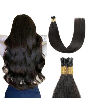 Sunya I Tip Human Hair Extensions Natural Black 40 Grams 50 Strands/Package Pre Bonded Keratin Hair Extensions Fusion 16 inches Remy Straight Stick Tip Real Human Hair Extensions #1B Natural Black 16 Inch #1B Natural Black