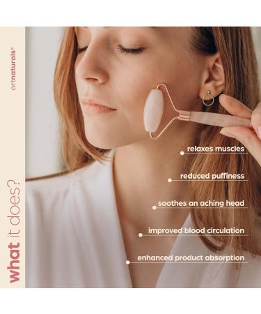 Artnaturals Rose Quartz Facial Roller - Authentic Pink Jade Gemstone for Anti-Aging & Puffiness Relief | Cold Stone Massage - Buy Online on GoSupps.com